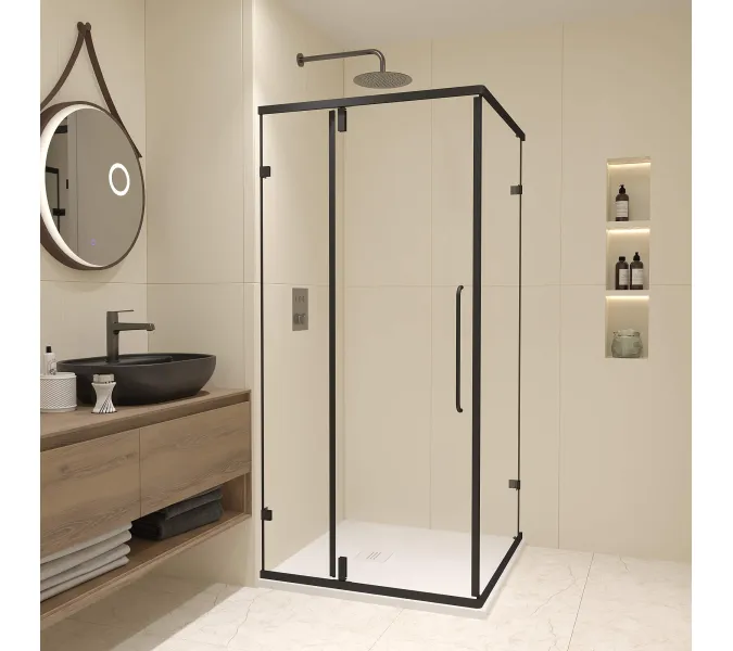 Душевой уголок RGW CL-035B прозрачное/черный, Цвет стекла: прозрачное, Цвет профиля: Черный, Выбрать размер: 900x900, изображение 13