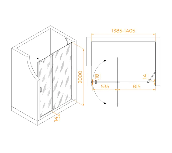 Душевая дверь RGW HO-014B, Цвет стекла: прозрачное, Цвет профиля (вариация): Черный, Выбрать размер: 140, изображение 27