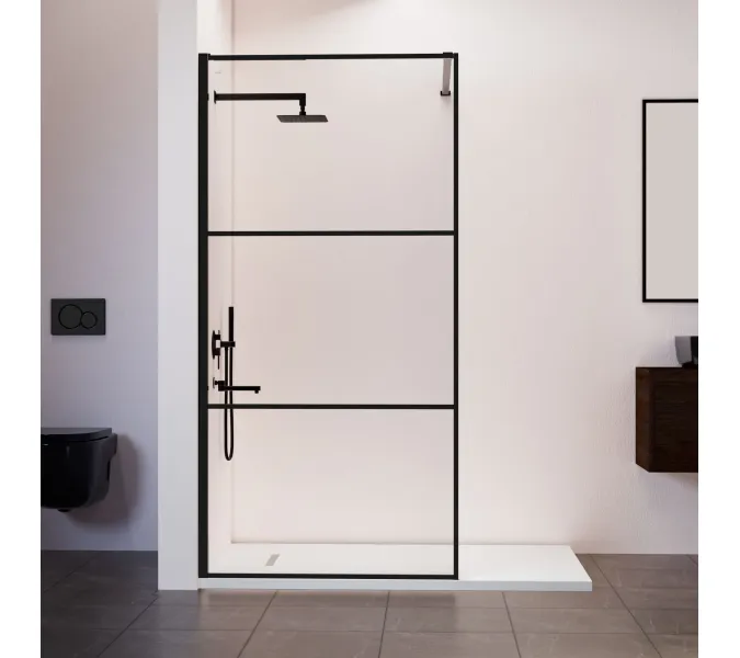Душевая перегородка RGW WA-09B прозрачное/черный, Цвет стекла: прозрачное, Цвет профиля: Черный, Выбрать размер: 100, изображение 3