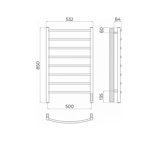 Полотенцесушитель электрический Terminus Классик П8, изображение 3