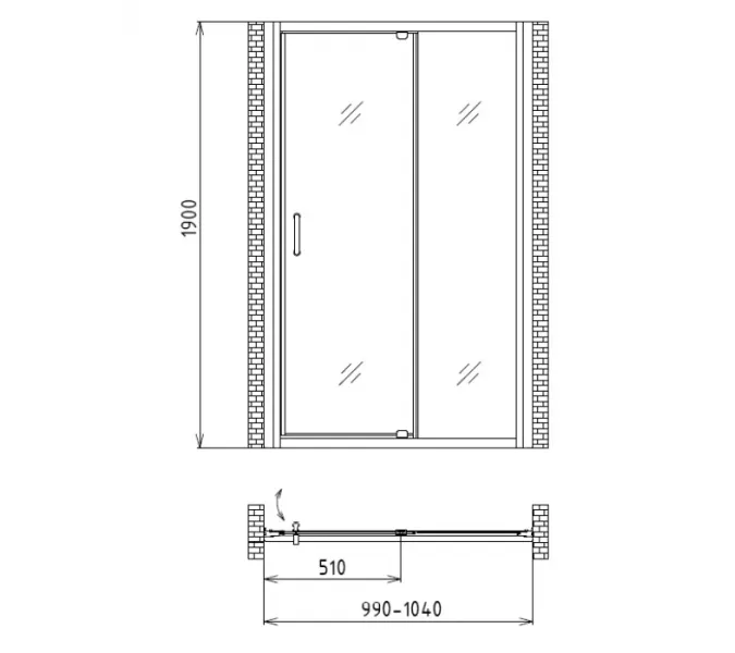 Душевая дверь в нишу распашная Gemy Sunny Bay  100х190 прозрачное стекло, изображение 3