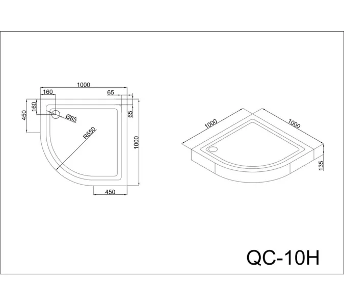 Душевой поддон Black&White  QC-10  100х100, изображение 4