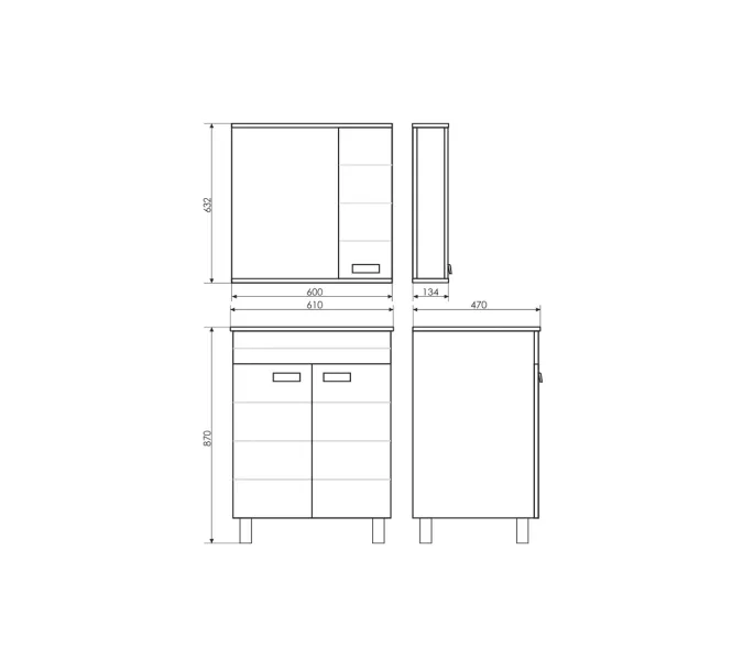 COMFORTY. Тумба-умывальник "Модена М-60/75/90" белая матовая  с раковиной Quadro, Выбрать размер: 60, Выбрать цвет: Белый глянец, Комплектация: раковина Quadro 60, изображение 4