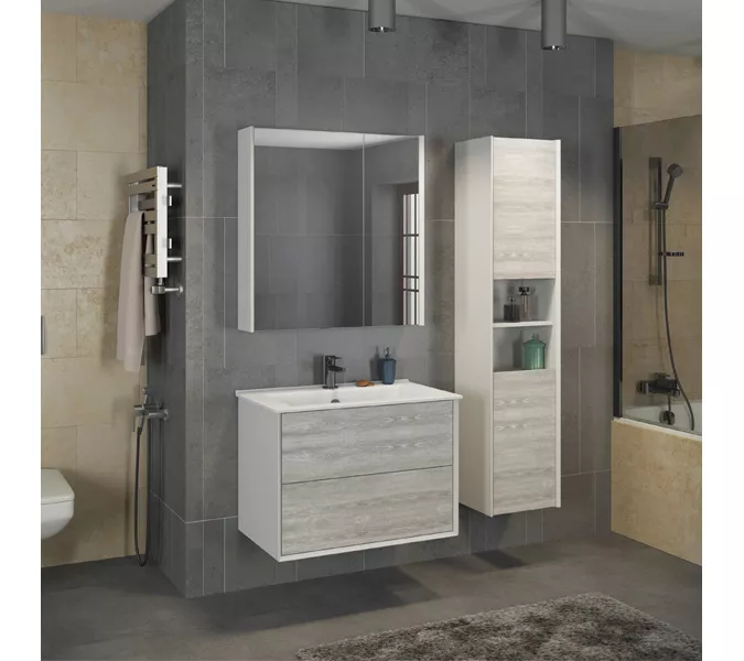 Тумба-умывальник Comforty Женева, Выбрать размер: 75, Выбрать цвет: Дуб белый, Комплектация: раковина Comforty 75E, изображение 3