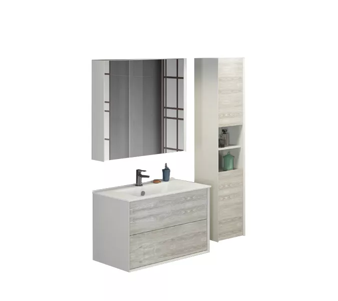 Тумба-умывальник Comforty Женева, Выбрать размер: 90, Выбрать цвет: Дуб белый, Комплектация: раковина Comforty 90E, изображение 2