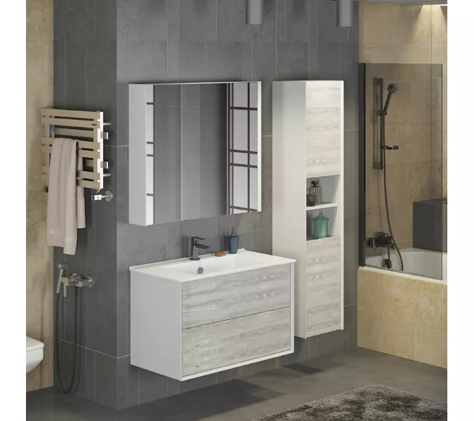 Тумба-умывальник Comforty Женева, Выбрать размер: 90, Выбрать цвет: Дуб белый, Комплектация: раковина Comforty 90E, изображение 3