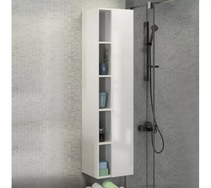 COMFORTY. Шкаф-колонна "Милан-40" белый глянец, изображение 3