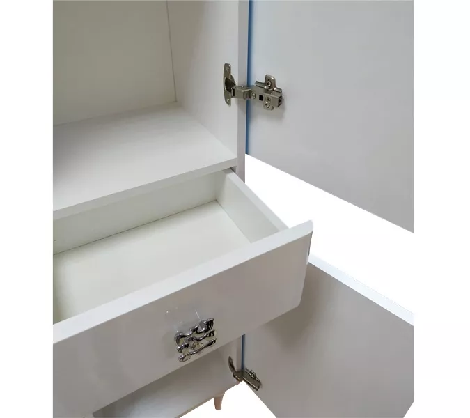 COMFORTY. Шкаф-колонна "Монако-40" левый/правый  белый глянец, Ориентация: левая, изображение 5