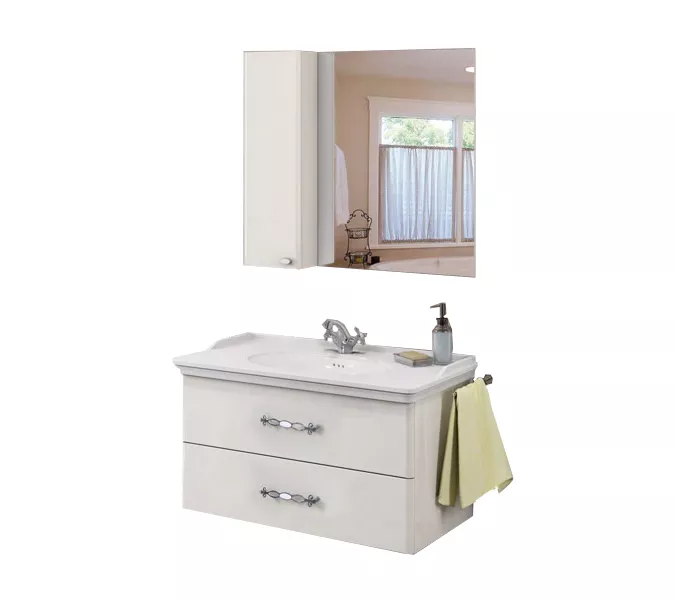 COMFORTY. Тумба-умывальник "Неаполь-65/80/100" белый глянец с раковиной COMFORTY, Выбрать размер: 100, Выбрать цвет: Белый глянец, Комплектация: раковина 50180, изображение 2