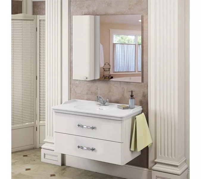 COMFORTY. Тумба-умывальник "Неаполь-65/80/100" белый глянец с раковиной COMFORTY, Выбрать размер: 100, Выбрать цвет: Белый глянец, Комплектация: раковина 50180, изображение 3