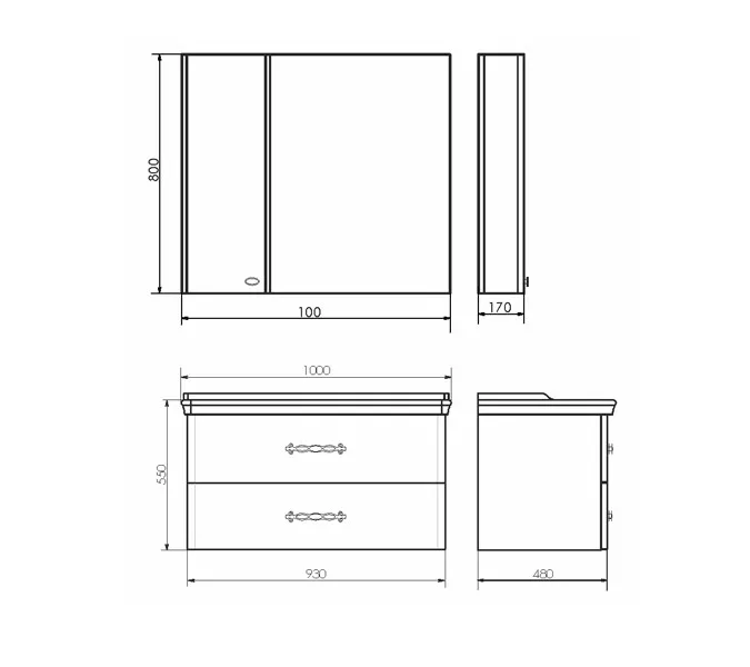 COMFORTY. Тумба-умывальник "Неаполь-65/80/100" белый глянец с раковиной COMFORTY, Выбрать размер: 100, Выбрать цвет: Белый глянец, Комплектация: раковина 50180, изображение 5