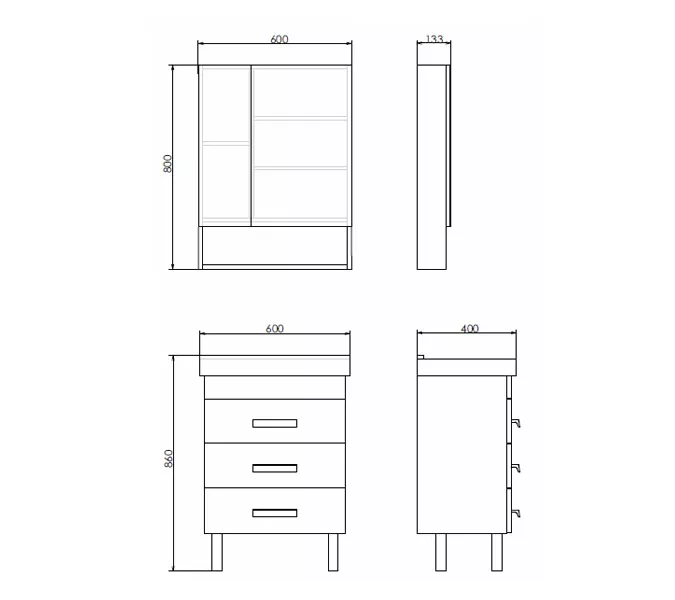 Тумба-умывальник Comforty  Никосия, Выбрать размер: 60, Тип: Тумба напольная, Выбрать цвет: Дуб белый, Комплектация: раковина Fest 60 F01, изображение 5