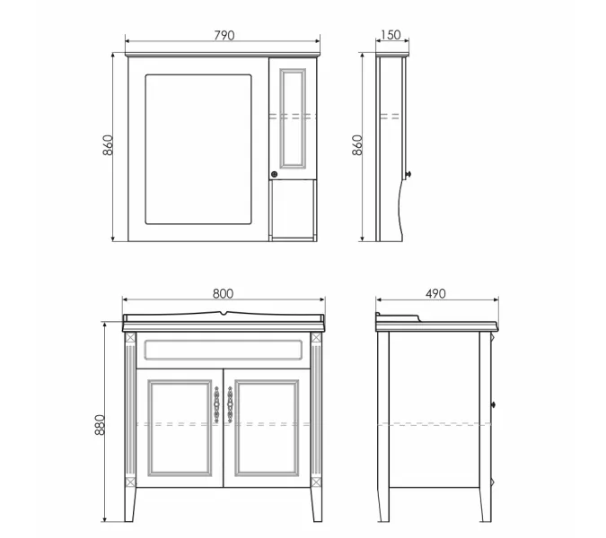 Тумба-умывальник Comforty Палермо, Выбрать размер: 80, Выбрать цвет: Белый глянец, Комплектация: раковина Comforty 3380, изображение 7