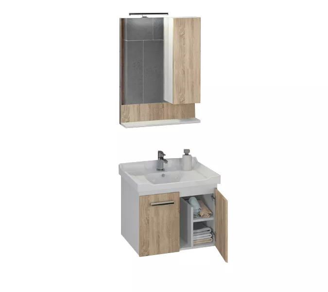 Тумба-умывальник Comforty Рига, Выбрать размер: 60, Выбрать цвет: Дуб Сонома, Комплектация: раковина Comforty 9335, изображение 2