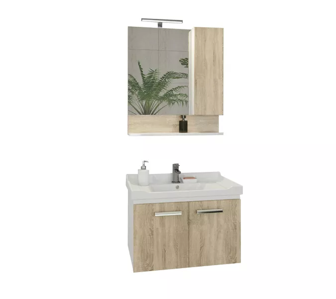 Тумба-умывальник Comforty Рига, Выбрать размер: 70, Выбрать цвет: Дуб Сонома, Комплектация: раковина Comforty 9335-70, изображение 2