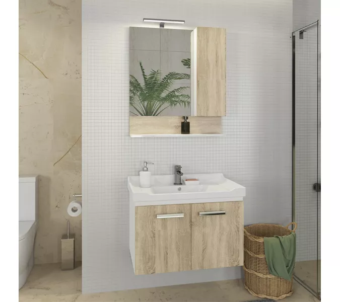 Тумба-умывальник Comforty Рига, Выбрать размер: 70, Выбрать цвет: Дуб Сонома, Комплектация: раковина Comforty 9335-70, изображение 4