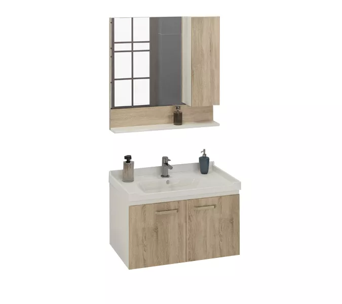 Тумба-умывальник Comforty Рига, Выбрать размер: 80, Выбрать цвет: Дуб Сонома, Комплектация: раковина Comforty 9335-80, изображение 2