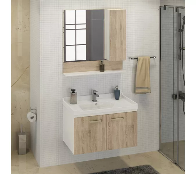 Тумба-умывальник Comforty Рига, Выбрать размер: 80, Выбрать цвет: Дуб Сонома, Комплектация: раковина Comforty 9335-80, изображение 3