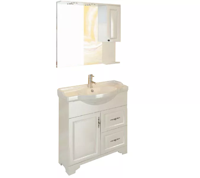 COMFORTY. Тумба-умывальник "Севилья-85/100" слоновая кость, Выбрать размер: 85, Комплектация: раковина Сенеж 87, изображение 3