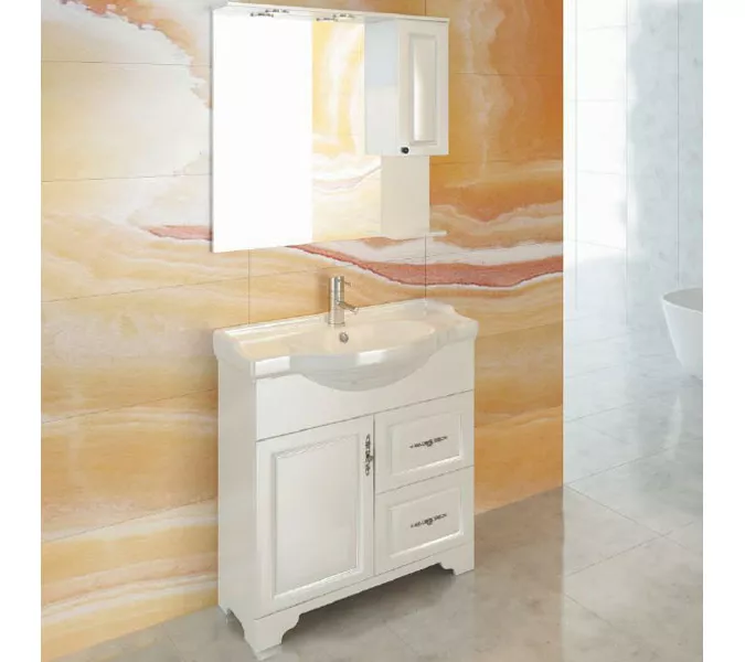 COMFORTY. Тумба-умывальник "Севилья-85/100" слоновая кость, Выбрать размер: 85, Комплектация: раковина Сенеж 87, изображение 5