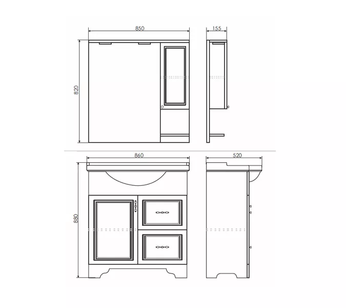 COMFORTY. Тумба-умывальник "Севилья-85/100" слоновая кость, Выбрать размер: 85, Комплектация: раковина Сенеж 87, изображение 7