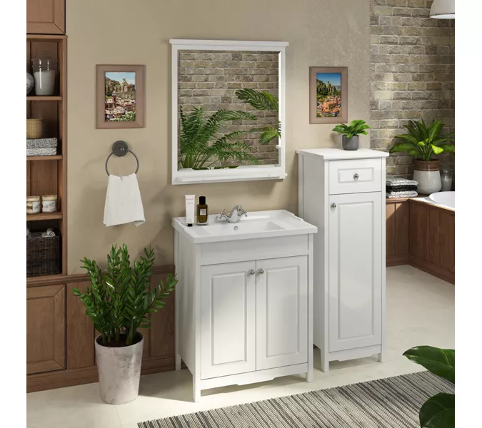 COMFORTY. Тумба-умывальник "Тбилиси-70/90" белый глянец с раковиной COMFORTY, Выбрать размер: 70, Внешний вид: с раковиной COMFORTY XD-F70, изображение 3