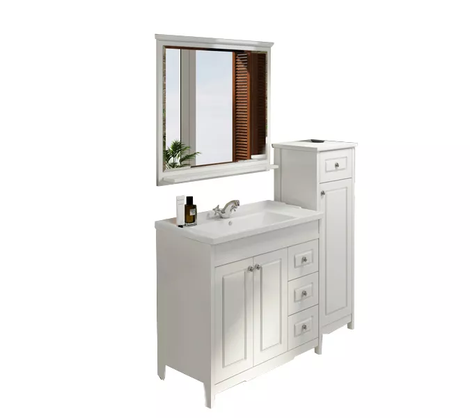 COMFORTY. Тумба-умывальник "Тбилиси-70/90" белый глянец с раковиной COMFORTY, Выбрать размер: 90, Внешний вид: с раковиной COMFORTY XD-F90