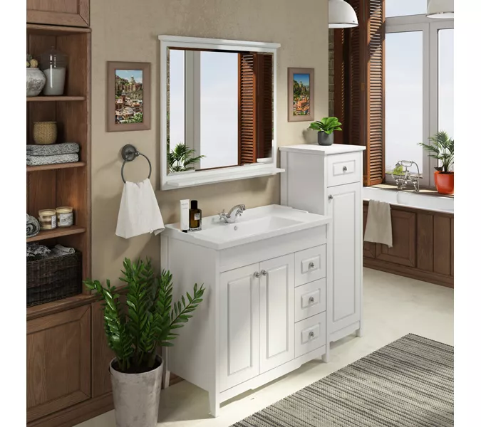 COMFORTY. Тумба-умывальник "Тбилиси-70/90" белый глянец с раковиной COMFORTY, Выбрать размер: 90, Внешний вид: с раковиной COMFORTY XD-F90, изображение 3