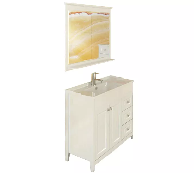 COMFORTY. Тумба-умывальник "Тбилиси-70/90" белый глянец с раковиной COMFORTY, Выбрать размер: 90, Внешний вид: с раковиной COMFORTY XD-F90, изображение 2