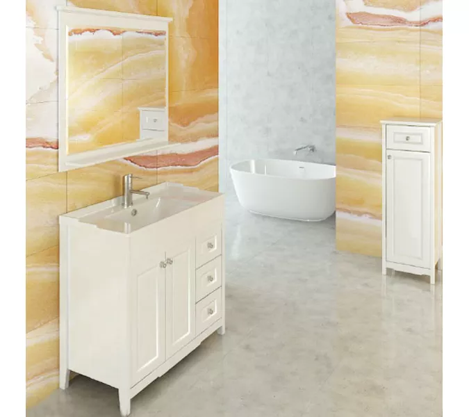 COMFORTY. Тумба-умывальник "Тбилиси-70/90" белый глянец с раковиной COMFORTY, Выбрать размер: 90, Внешний вид: с раковиной COMFORTY XD-F90, изображение 4