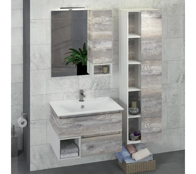 COMFORTY. Тумба-умывальник "Турин" дуб белый /бежевый с раковиной COMFORTY, Выбрать размер: 75, Ориентация: универсальная, Выбрать цвет: Дуб бежевый, Комплектация: раковина Comforty 75E, изображение 4