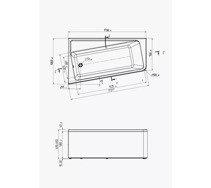 Ванна 1Marka DIRECT  L/R, Выбрать размер: 170x100, Ориентация: Левая, изображение 11