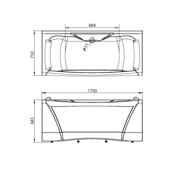 Ванна Aima DOLCE VITA, Выбрать размер: 170х75, изображение 21