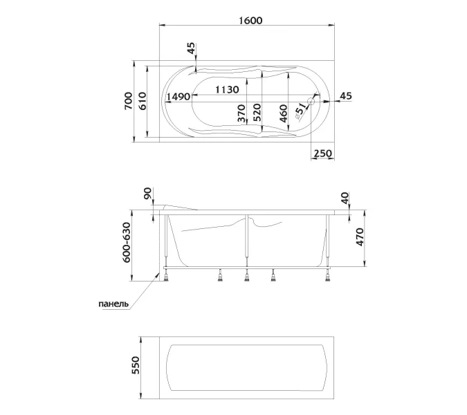 Ванна 1Marka VITA, Выбрать размер: 160x70, изображение 7