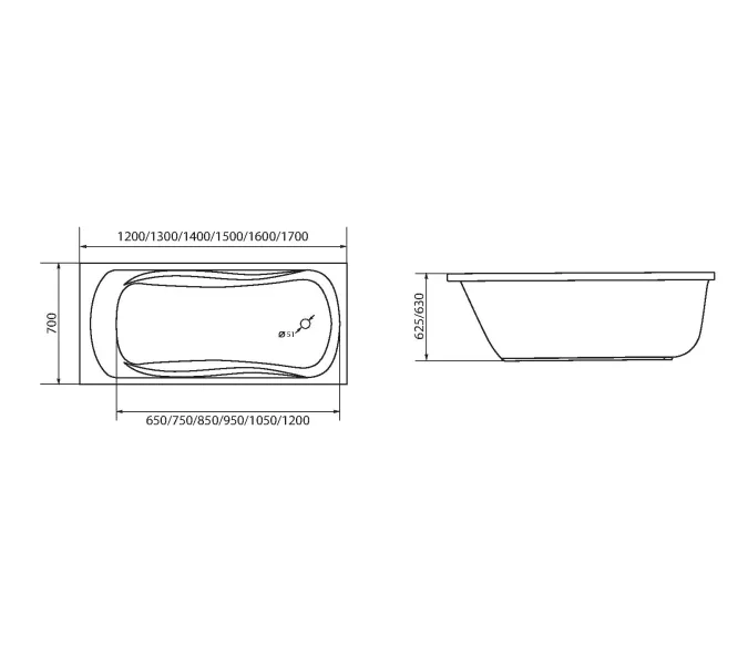 Ванна 1Marka CLASSIC, Выбрать размер: 130*70, изображение 3
