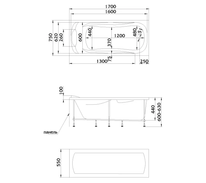 Ванна 1Marka  DIPSA 170x75, изображение 5