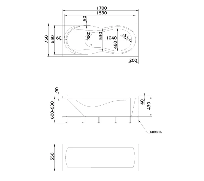 Ванна 1Marka ENNA 170x75, изображение 7