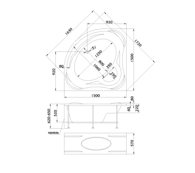 Ванна 1Marka PALERMO 150x150, изображение 3
