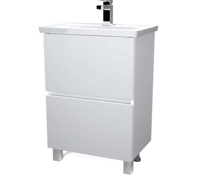 Тумба напольная без раковины 1Marka Aris 2 ящика, Выбрать размер: 60, Выбрать цвет: Белый, изображение 2