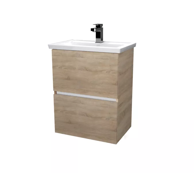 Тумба подвесная с раковиной 1Marka Aris, Выбрать цвет: Дуб Сонома, Выбрать размер: 60, изображение 5