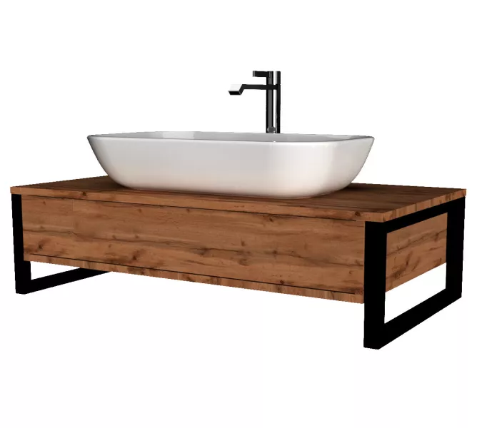 Тумба подвесная 1Marka GRUNGE LOFT дуб вотан, Выбрать цвет: Дуб Вотан, Выбрать размер: 100, изображение 6