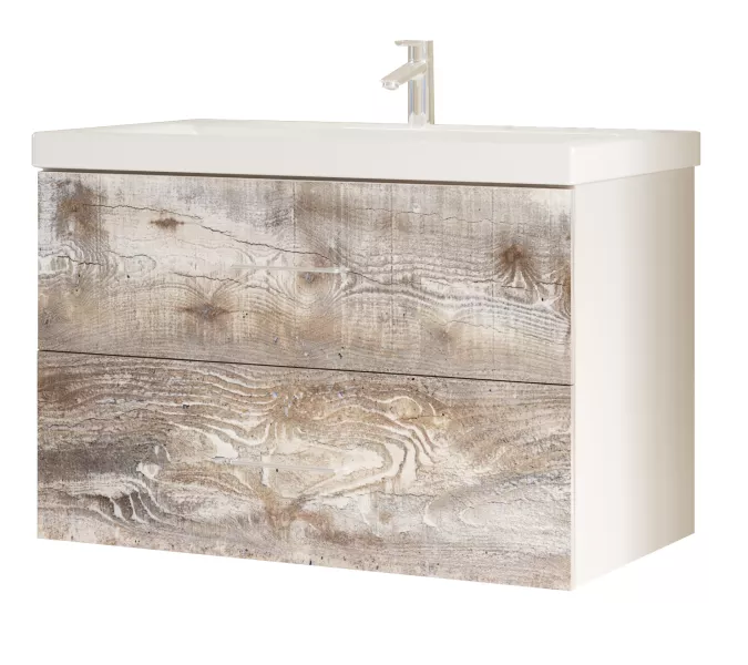 Тумба подвесная с раковиной 1 Marka  Бетон Push