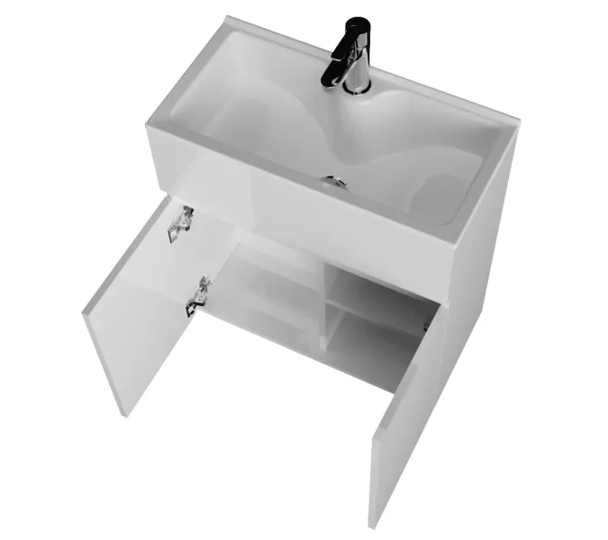 Тумба подвесная с раковиной 1Marka Mira, Выбрать цвет: Белый, изображение 6
