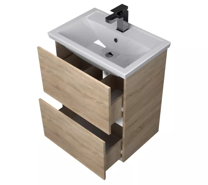 Тумба подвесная с раковиной 1Marka Aris, Выбрать цвет: Дуб Сонома, Выбрать размер: 60, изображение 6