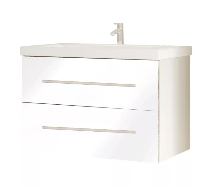 Тумба подвесная 1 Marka с 2 ящиками, ручки рейлинг, Выбрать размер: 60, Выбрать цвет: Белый