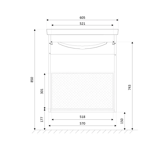 Тумба подвесная с раковиной 1Marka Aris, Выбрать цвет: Белый, Выбрать размер: 60, изображение 6