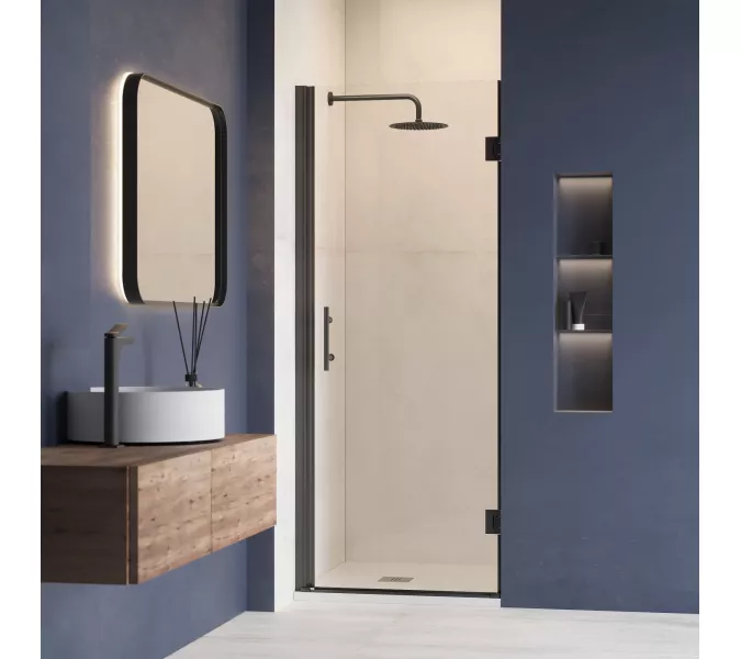 Душевая дверь RGW HO-011B, Цвет стекла: прозрачное, Цвет профиля (вариация): Черный, Выбрать размер: 90