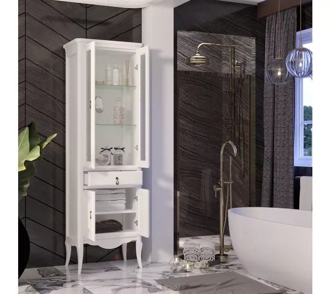 Пенал напольный двустворчатый OPADIRIS Лоренцо белый, Выбрать цвет: Белый, изображение 4