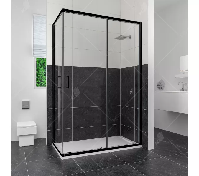 Душевой уголок RGW CL-44B, Цвет стекла: прозрачное, Цвет профиля (вариация): Черный, Выбрать размер: 800x1200, изображение 2