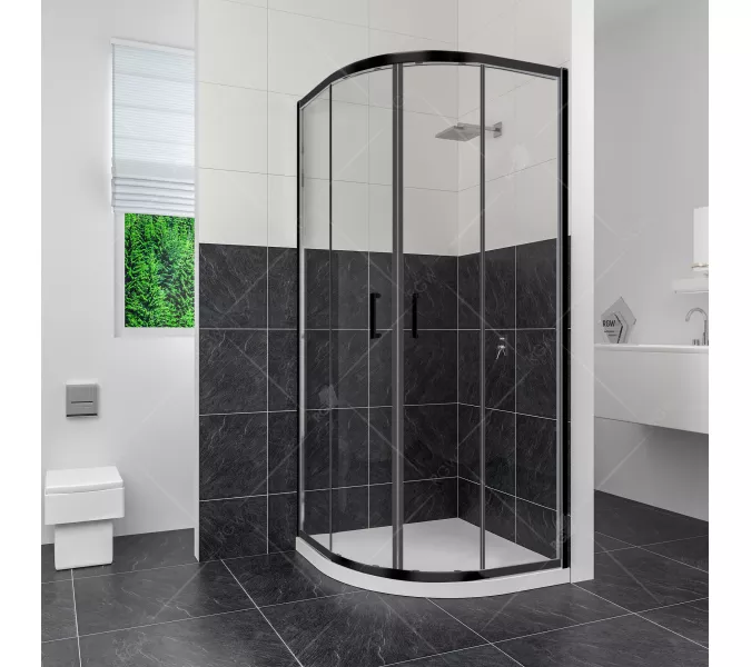 Душевой уголок RGW CL-54B, Цвет стекла: прозрачное, Цвет профиля (вариация): Черный, Выбрать размер: 1000x1000, изображение 2